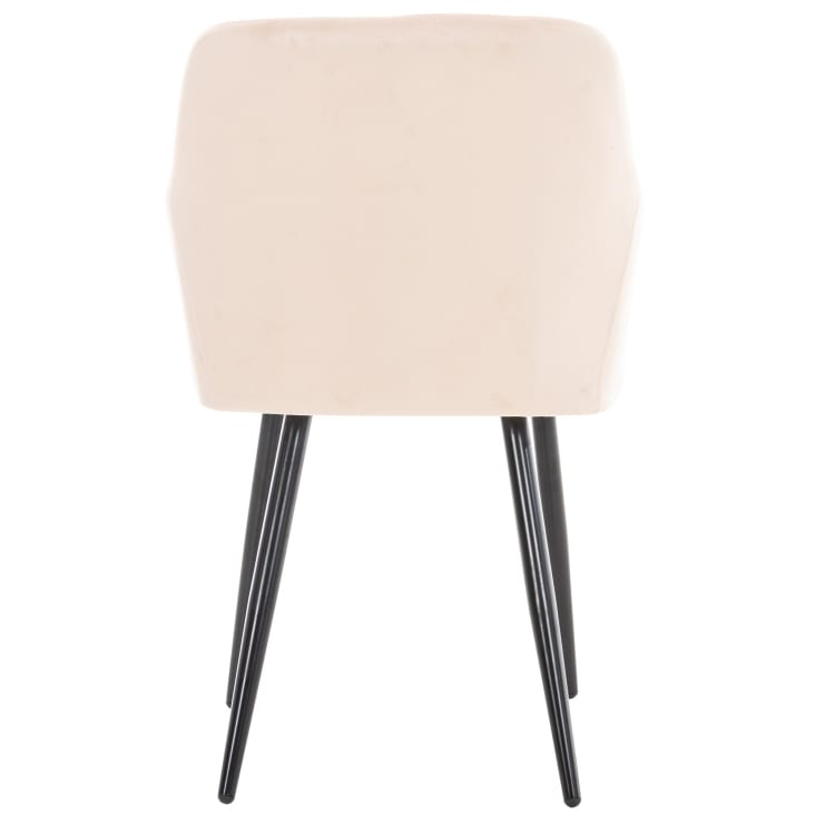 Chaise Salle à Manger Velours Crème – Dossier Rembourré, Pieds Métal Noir – Supporte 130 Kg – CLP