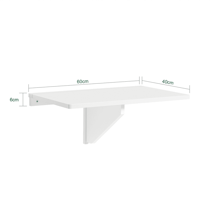 Tavolino Da Parete Pieghevole Salvaspazio 60x40x20 Cm In Mdf Bianco