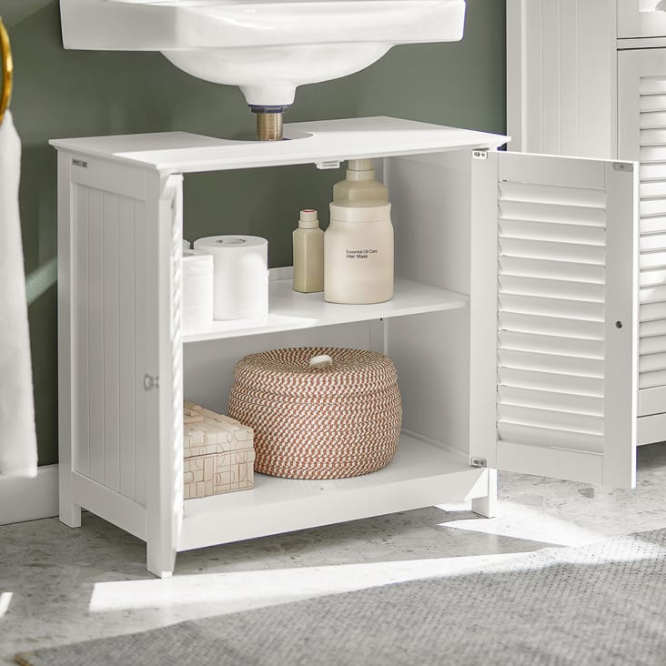 Mueble para debajo del lavabo - 2 puertas y 1 estantería - Diseño puro y  sencillo