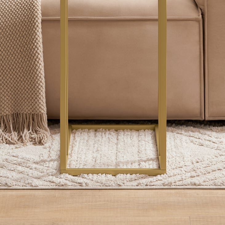 Tavolino lato divano in metallo dorato Step
