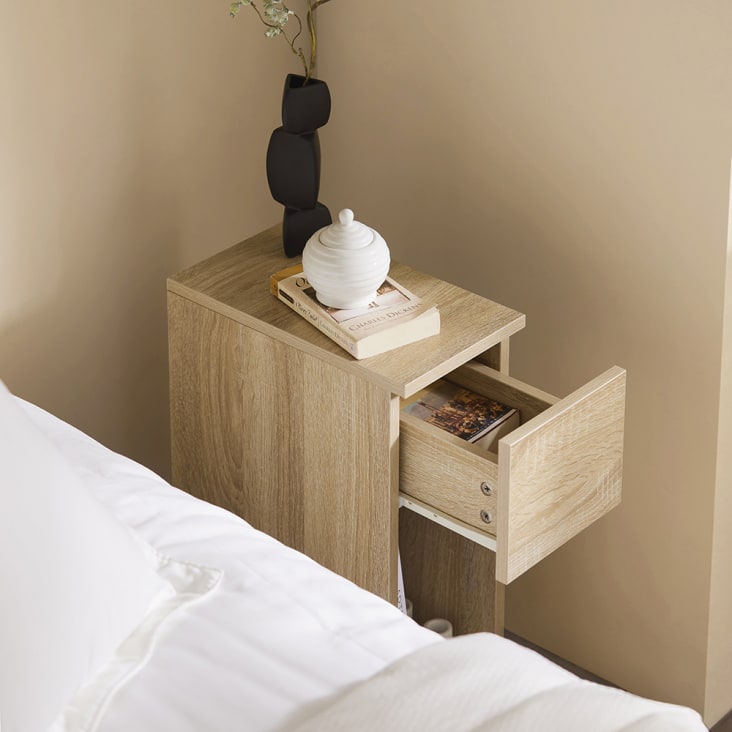 Comodini Stretti Da 20cm - Set Di 2 Comodini Con Cassetti E Spazio Aperto - Ideali Per Camere Piccole - Foto 10