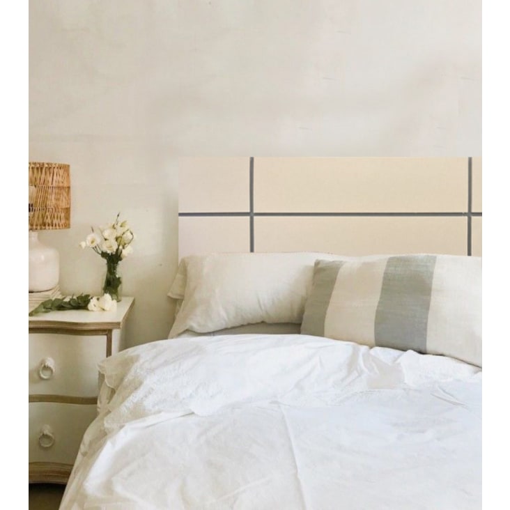 Cabecero cama 150 con estantes en blanco y roble riviera LENY