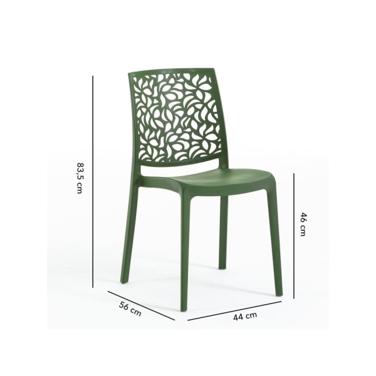 Set di 6 sedie in resina con fibra di vetro verde oliva ANNA