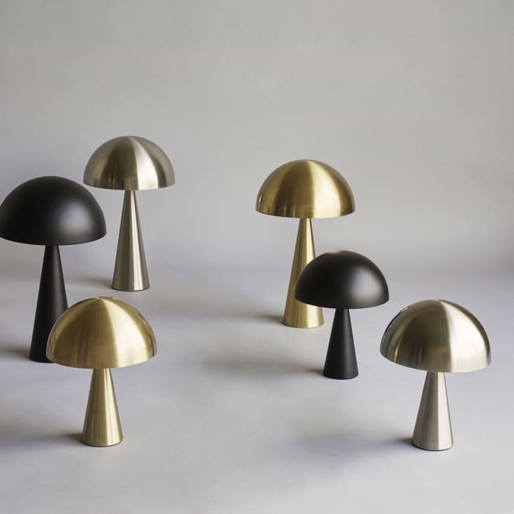 Lampe champignon vintage en fer taupe h45cm - Arty