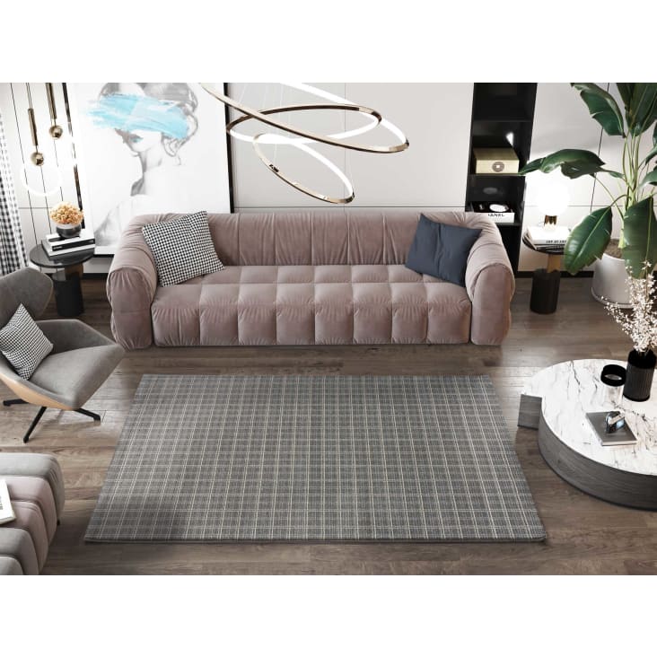 Tappeto a quadri con texture in grigio, 080X150 cm SENSATION