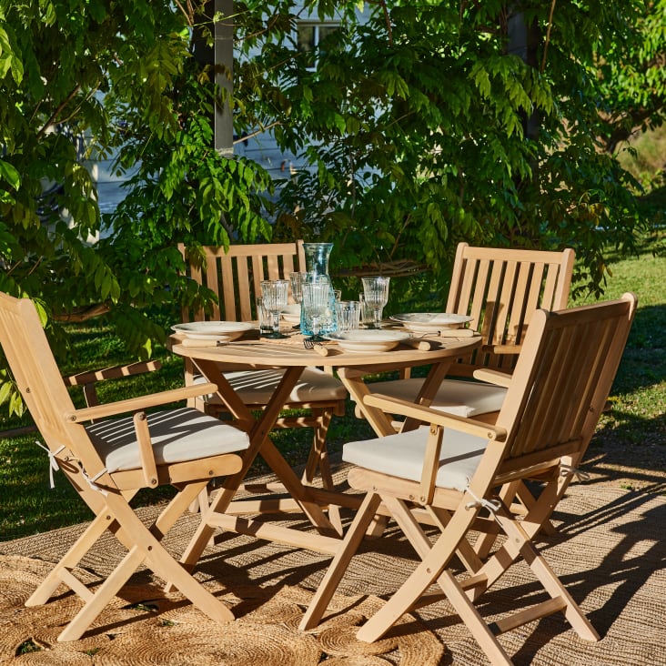 Tavolo pieghevole da giardino da pranzo balcone 70x70 cm colore chiaro  legno - Java Light