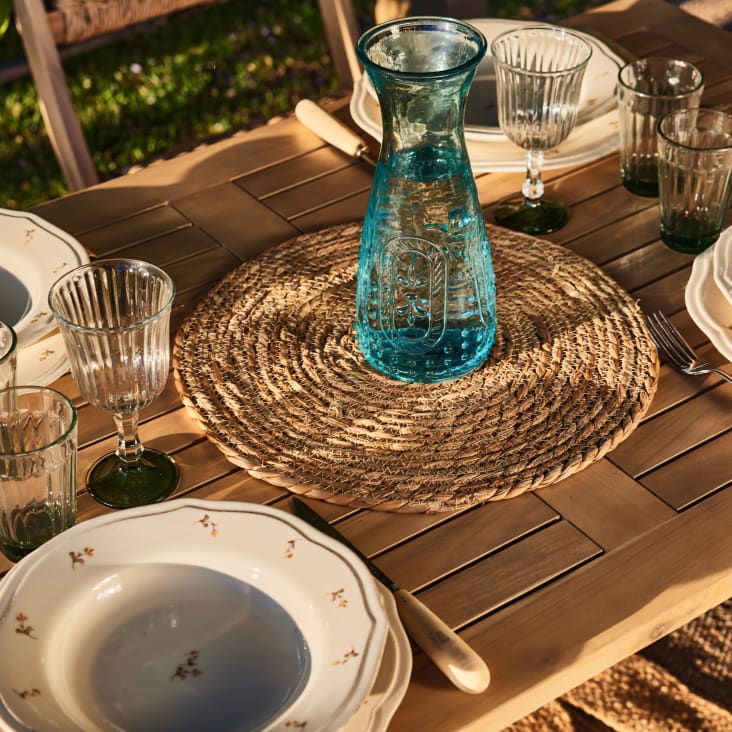 Conjunto de jardín comedor mesa plegable redonda 90cm + 4 sillas madera y  textileno beige - Java Light