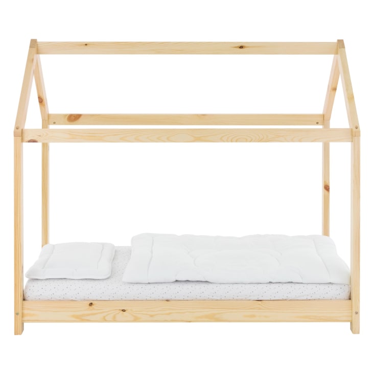 Lettino per bambini forma casa legno naturale 140x70 cm TEMPA