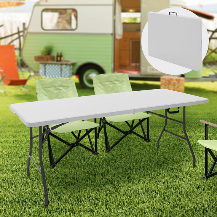 Mesa plegable Mesa de camping Mesa de jardín con asa de transporte Aluminio  120x