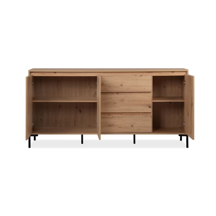 Credenza a 3 ante e 3 cassetti L170 cm - Decorazione in legno Plock