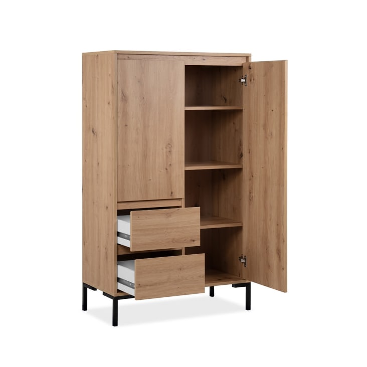 Credenza con 2 ante e 2 cassetti, H139 cm - Decorazione in legno Plock