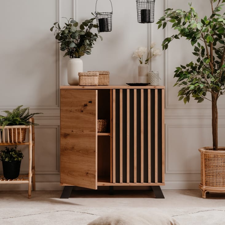 AltoBuy PAJAN - Ilot De Cuisine Multi-Rangement Effet Bois Avec