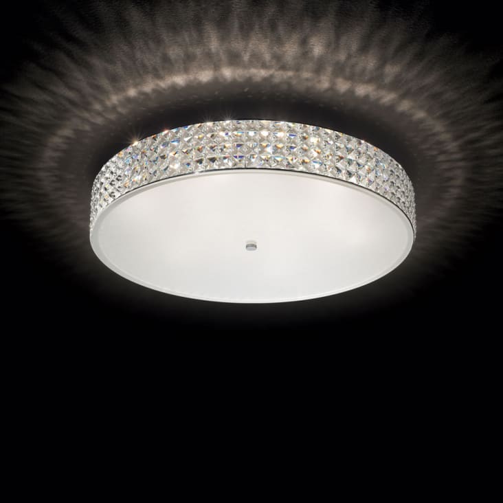 Lampada Da Soffitto Moderna Roma 12 Luci Ottone E Cristalli