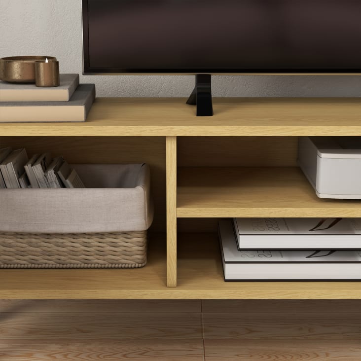 Mueble de madera maciza para TV con 3 cajones para televisores de hasta 65  pulgadas, acabado moderno y contemporáneo marrón