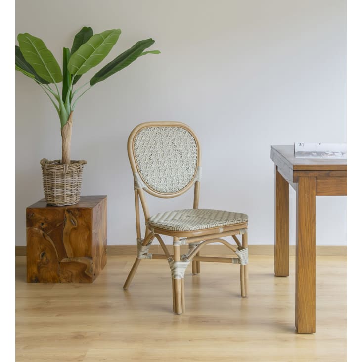 Lot de 2 chaises en bois blanc avec assise en rotin - JOCELYNE
