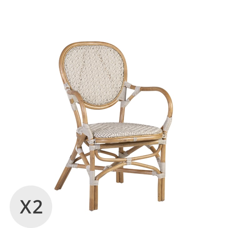 Set de 2 fauteuils en rotin blanc-Bistro