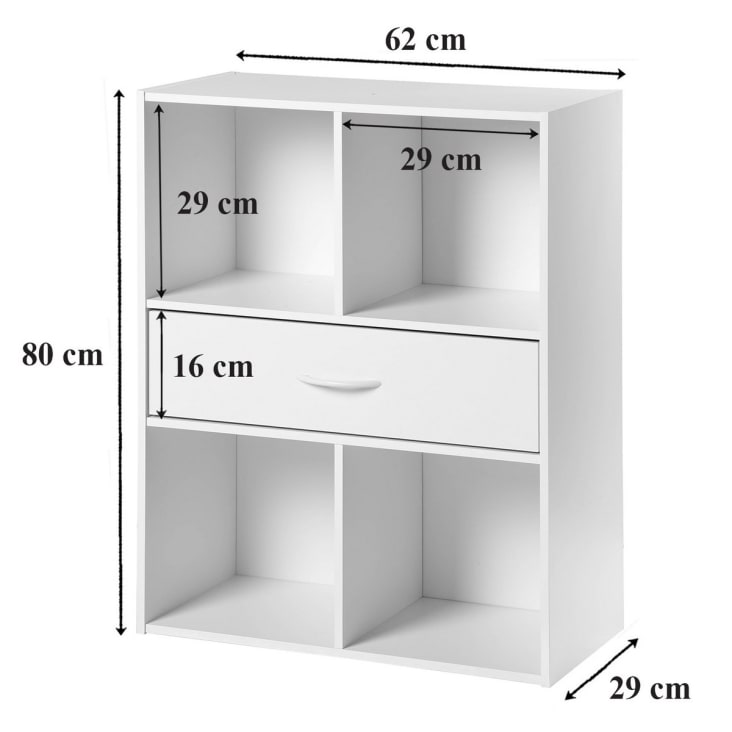 Scaffale Cubo 4 Armadietti con un Cassetto - Bianco