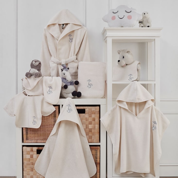 Drap de bain en coton peigné zéro twist  blanc cassé-Baby soft rain rabbit cropped-3