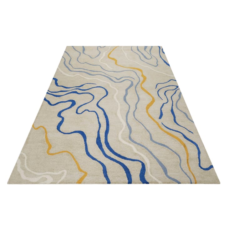 Teppich | du Monde kunstvolles 200x290 DRIVE Maisons Design, beige, Büro Wohnzimmer, Kurzflor