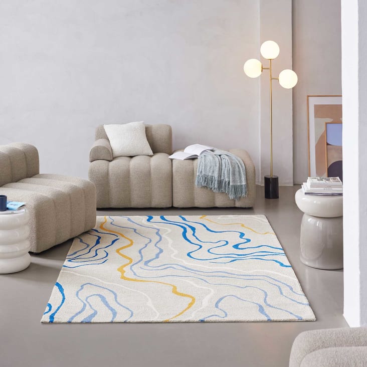 Maisons du Büro Monde kunstvolles Wohnzimmer, | Kurzflor 200x290 Design, Teppich DRIVE beige,
