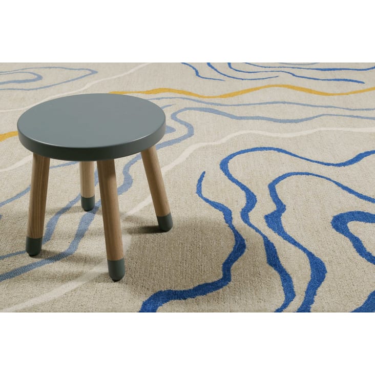 Kurzflor Teppich beige, kunstvolles Monde Design, Wohnzimmer, 200x290 Büro | DRIVE Maisons du