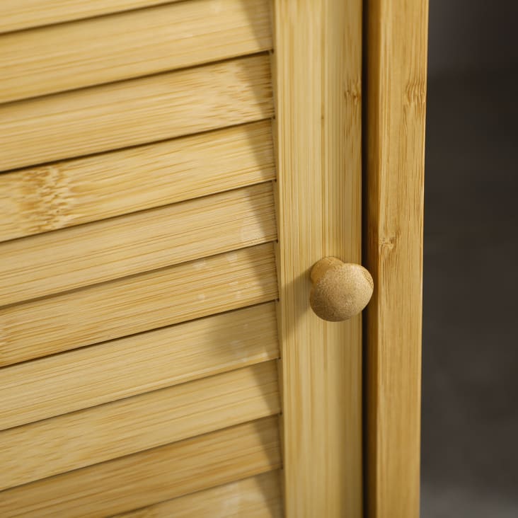 Meuble bas de salle de bain porte 2 étagères bois bambou verni cropped-7