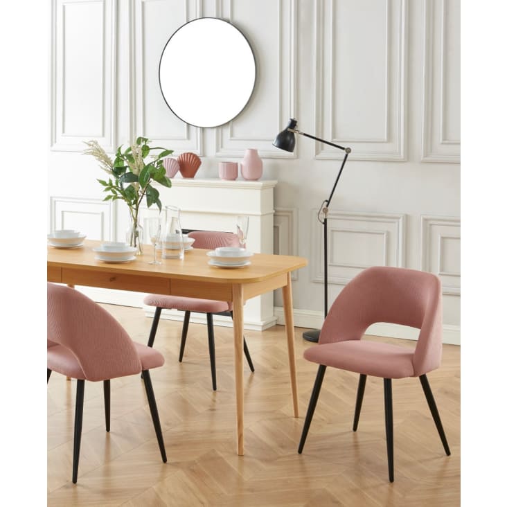 Chaise de table assise rose poudré et pieds en bois de hêtre - RETIF