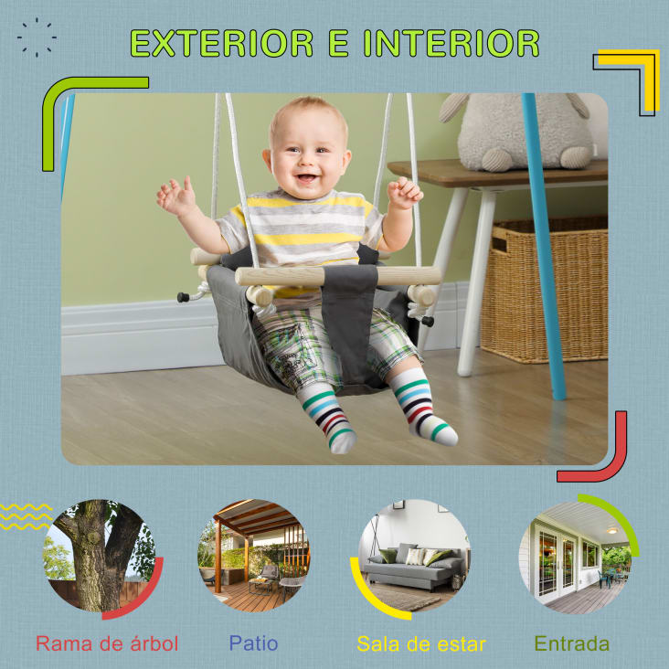 Columpio para bebe gris 40 x 40 x 180 cm