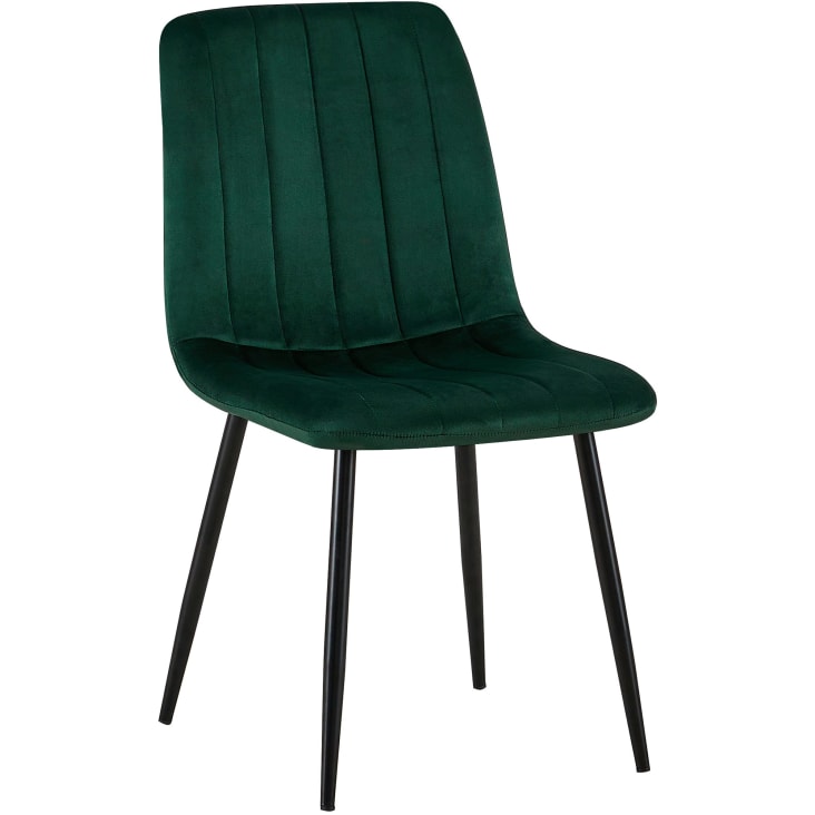Chaise de salle à manger avec pieds métal assise en velours Vert-DIJON