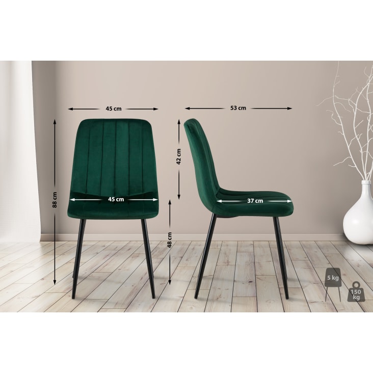 Chaise de salle à manger avec pieds métal assise en velours Vert-DIJON cropped-2