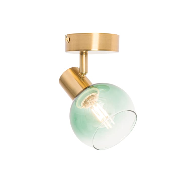 Faretto A Soffitto Qazqa Vidro Art Déco – 1 Luce, Verde, Attacco E14, Lunghezza 10 Cm, Per Soggiorno E Camera