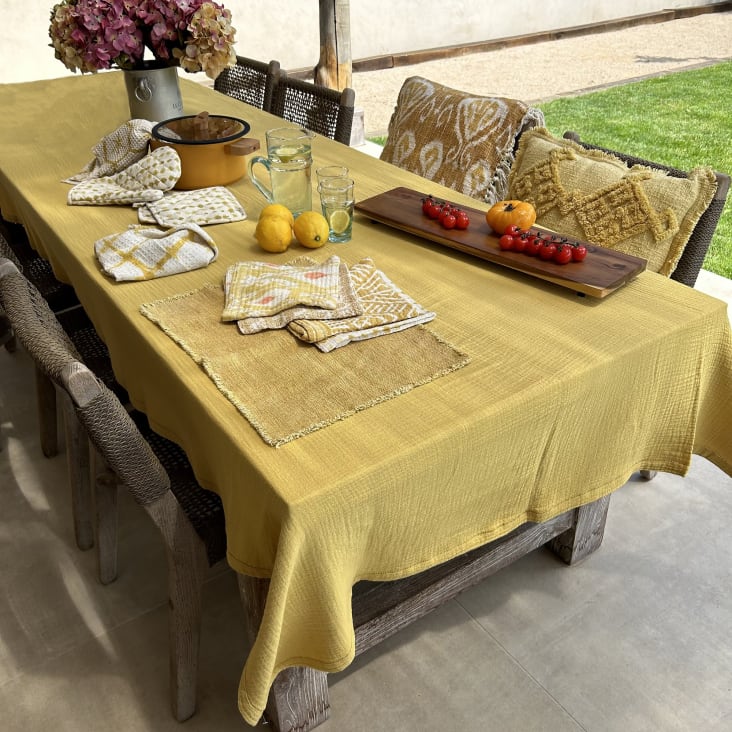 Set d'une nappe et 8 serviettes de table jaune-Camaro cropped-2