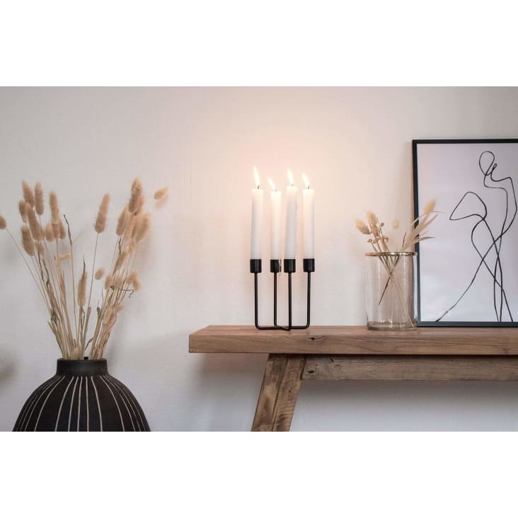 Kerzenständer Adventskranz Quattra in Schwarz, Monde 12,5x14,5cm | Maisons du Eisen aus