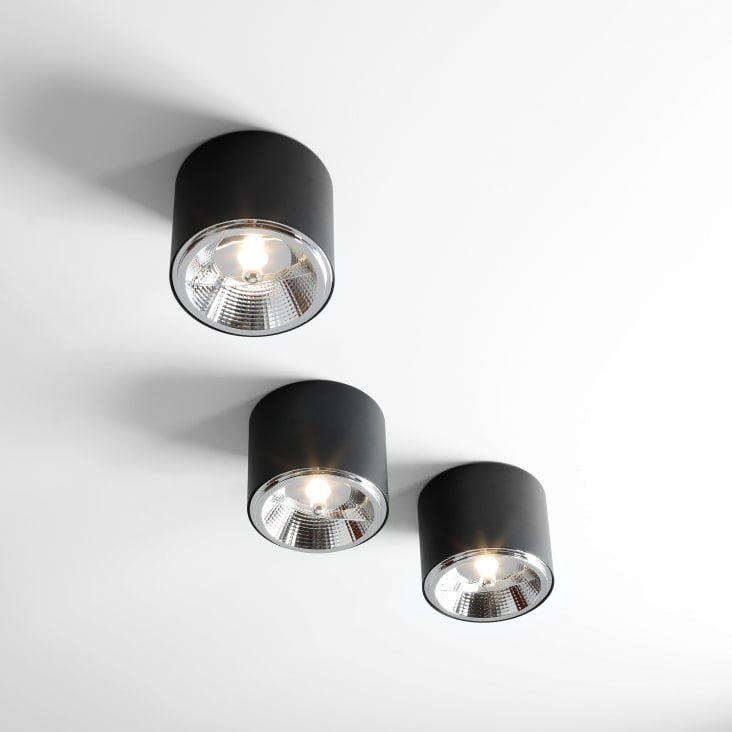 Spot de plafond linéaire LED noir minimaliste avec 5 points lumineux OMARI
