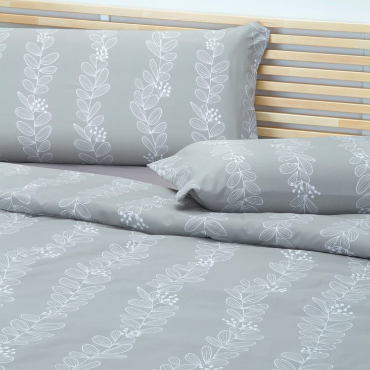 Set copripiumino 50% cotone stampa foglie 270x260cm per Letto 180 Essential