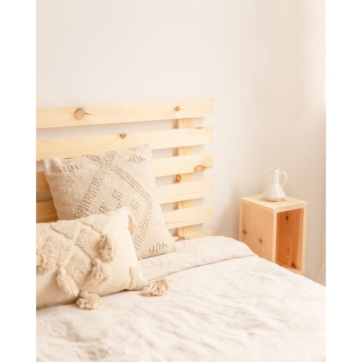 Cabecero cama madera color natural. Cabezal madera maciza.