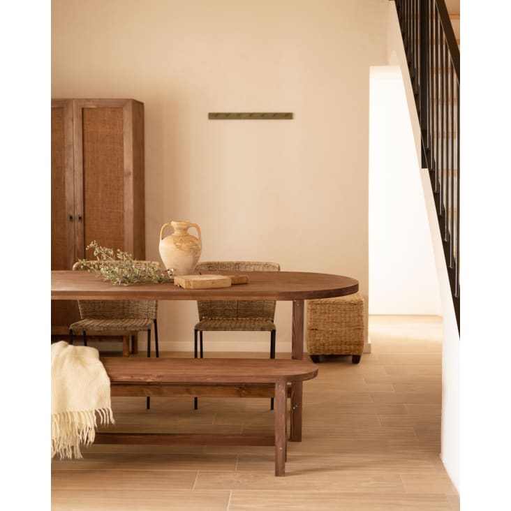 Mesa de comedor fija madera de nogal maciza 180x76x88cm