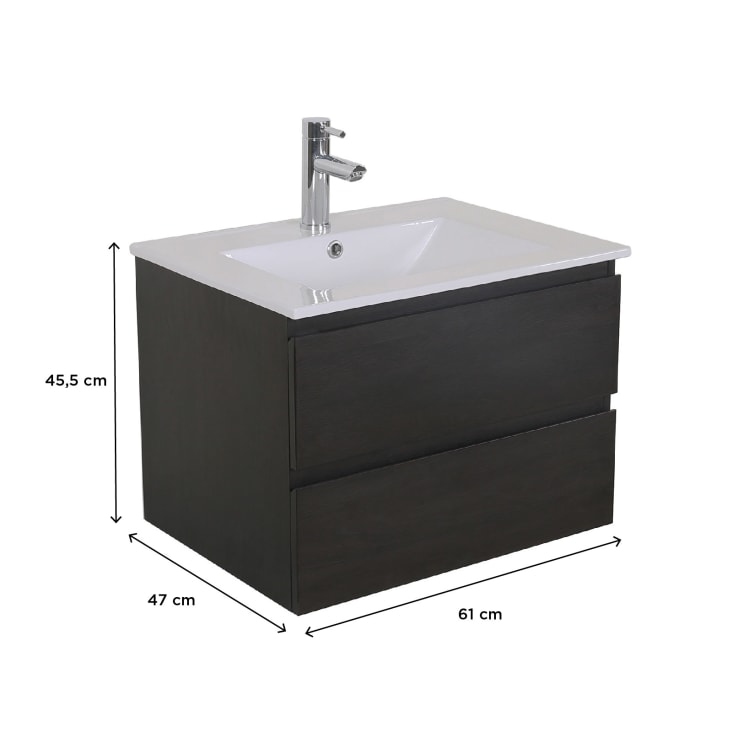 Meuble simple vasque 60cm  Noir +vasque+robinet noir+miroir+colonne-Sorrento cropped-4