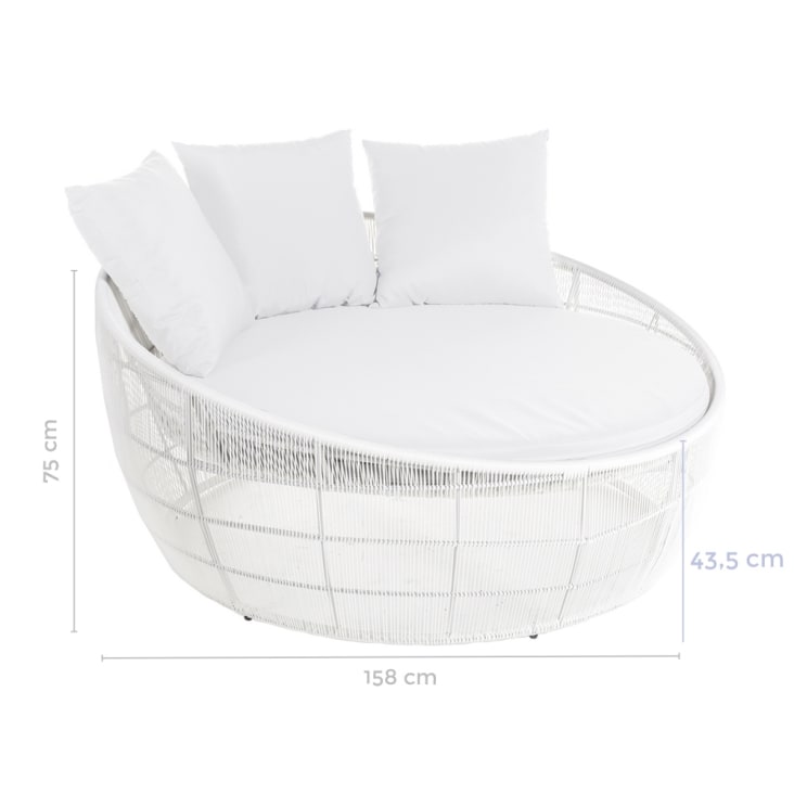 Sofá de jardín Dido redondo blanco de rattan sintético y acero Maisons du Monde