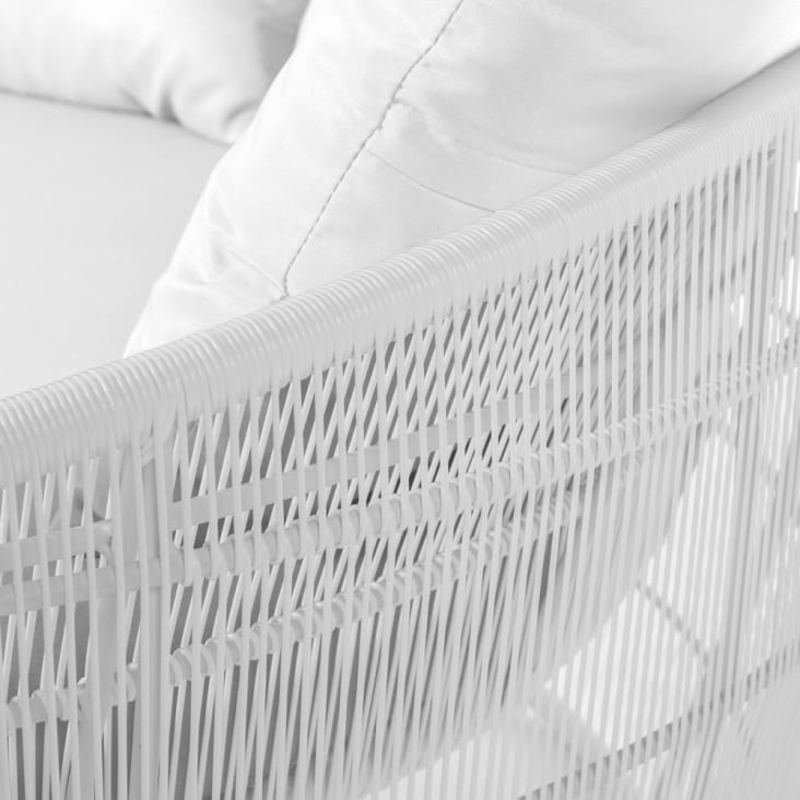 Sofá de jardín Dido redondo blanco de rattan sintético y acero Maisons du Monde