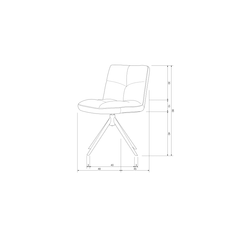 Chaise de table pivotant en velours sable-Vinny cropped-6