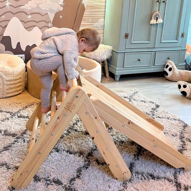 Triangolo Arrampicata con Scivolo per Bambini - Montessori Grigio