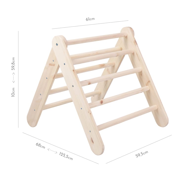 Triangle D'escalade Montessori 9 En 1 Avec Arche Et Toboggan Pour Enfants 1-6 Ans - Bois Massif, Thème Dinosaure Bleu