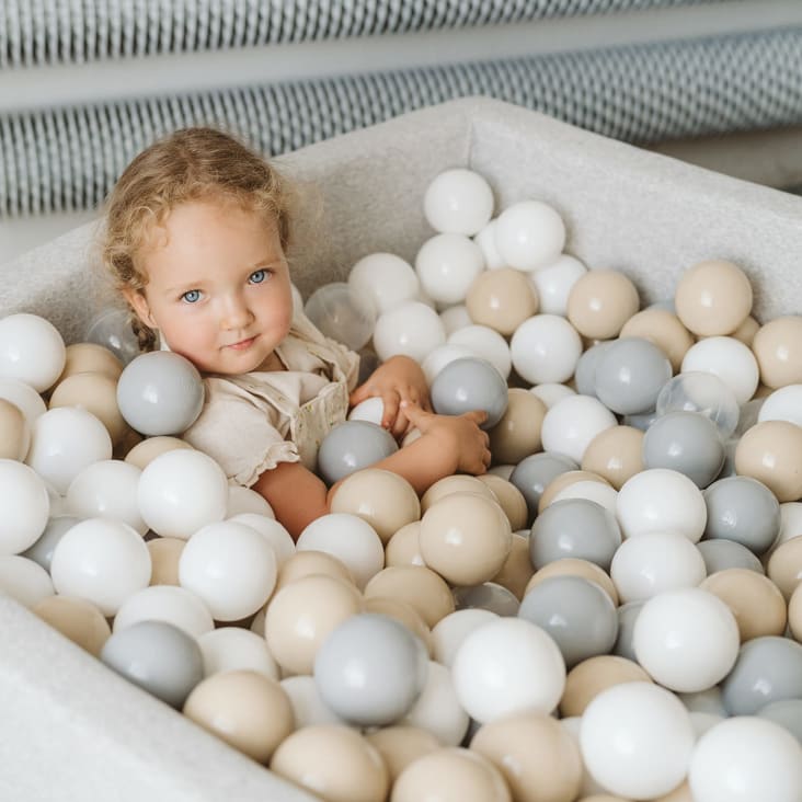 Welox piscine 200 balles 90x40 cm pour bébé gris avec tipi - Conforama