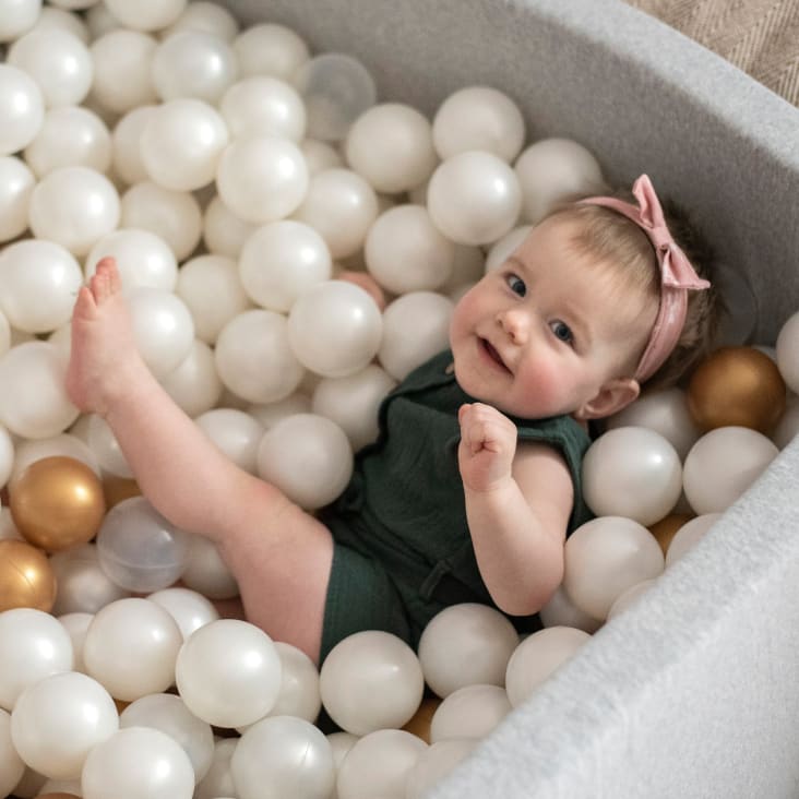 Parc Bébé Pliable avec Balles Colorées Pour Enfants, Blanc-Jaune