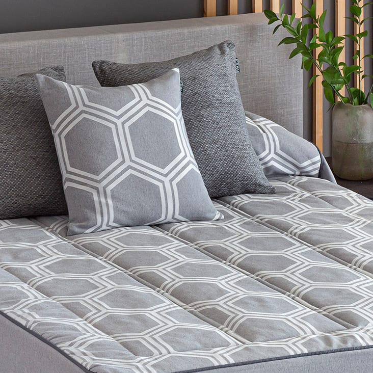 Colcha Edredón acolchada jacquard gris cama 105 (105x225+50 cm) TURIA