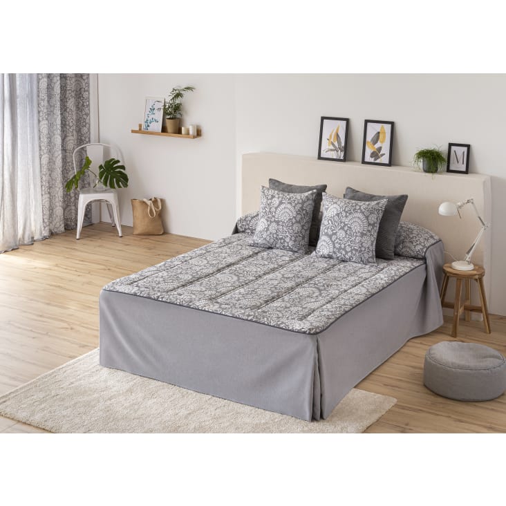 Colcha Edredón acolchada gris cama 90 (90x225+50 cm) TURIA | Maisons du Monde