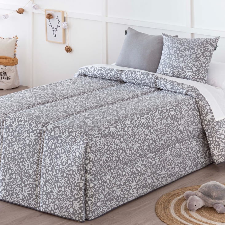 Edredón confort acolchado 200 gr jacquard gris cama 90 (190x265 cm) LAZOS