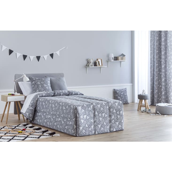 Edredón confort acolchado 200 gr jacquard gris cama 90 (190x265 cm) BICIS