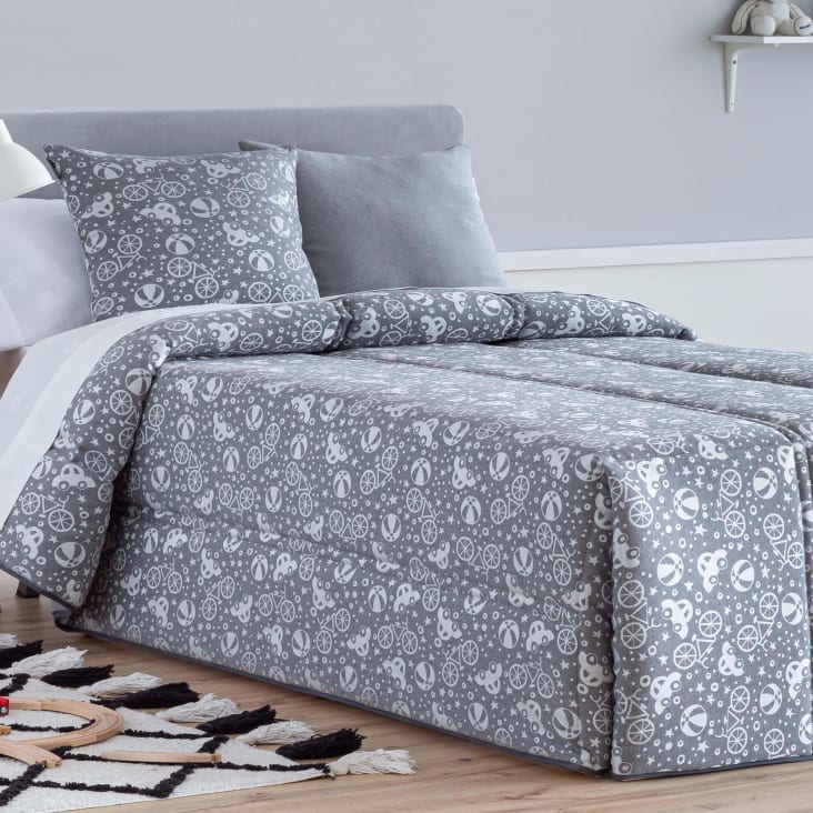 Edredón confort acolchado 200 gr jacquard gris cama 150 (190x265 cm) BICIS